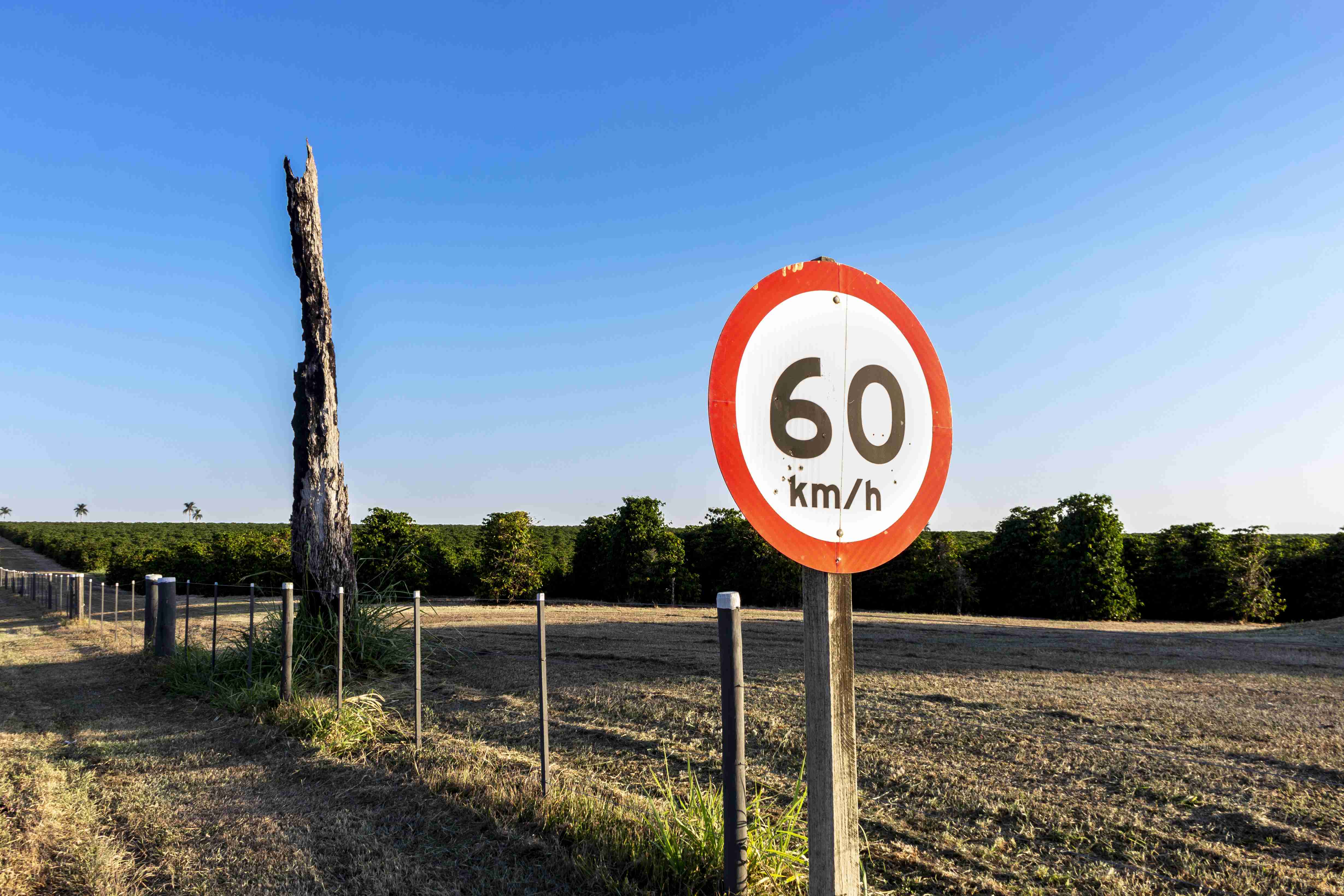 60 km/h ženklas šalia ūkio