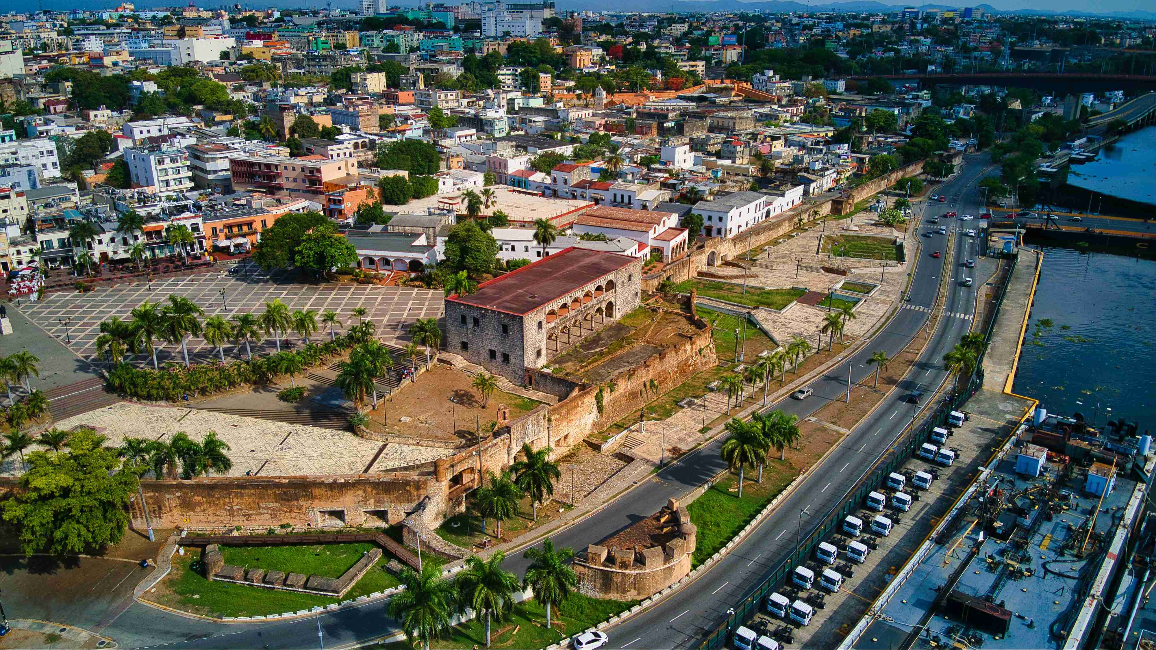 Aerial View of Historic Fortress and Cityscape