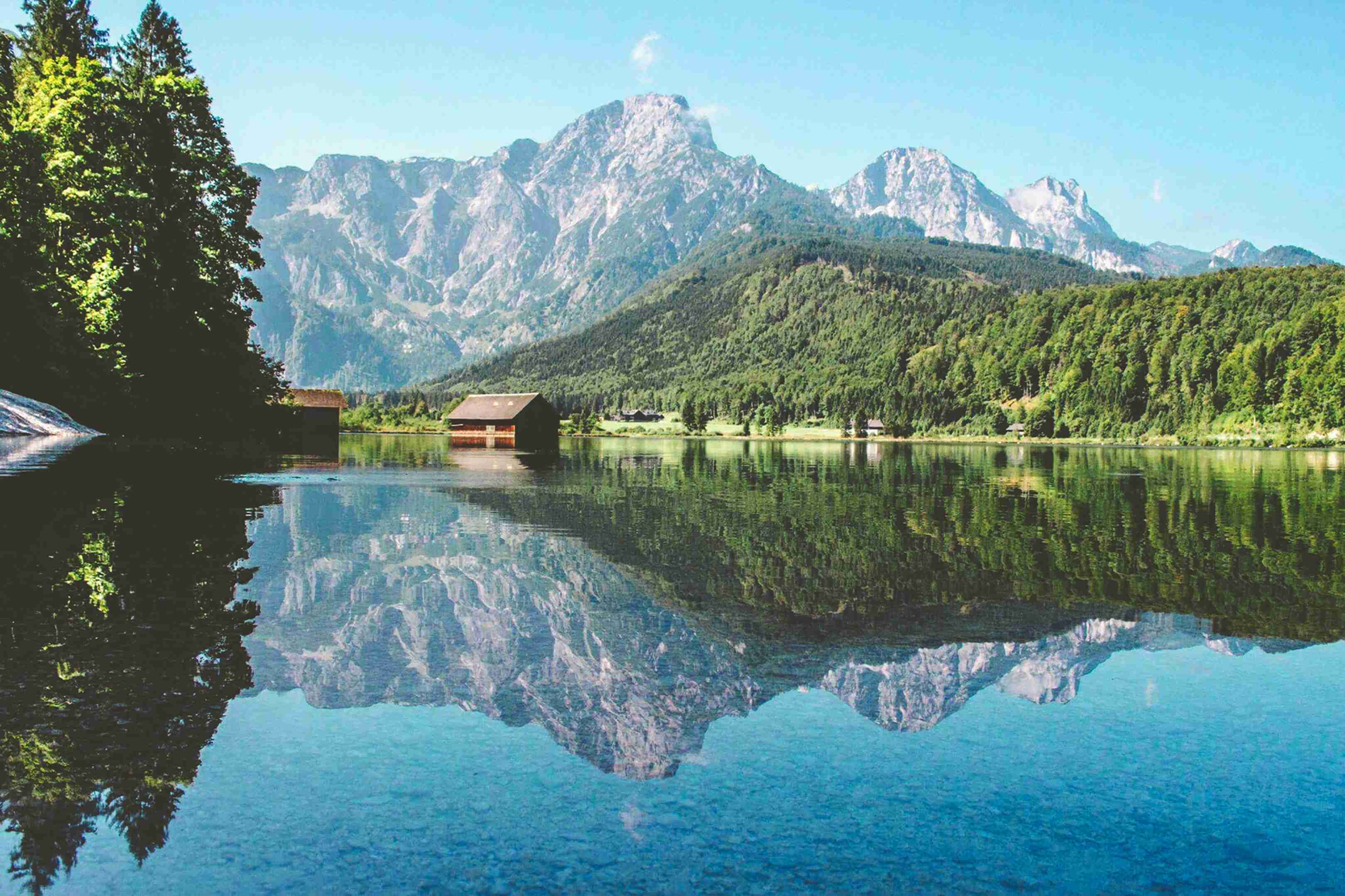 Alpine Lake Reflections with Mountain Backdrop