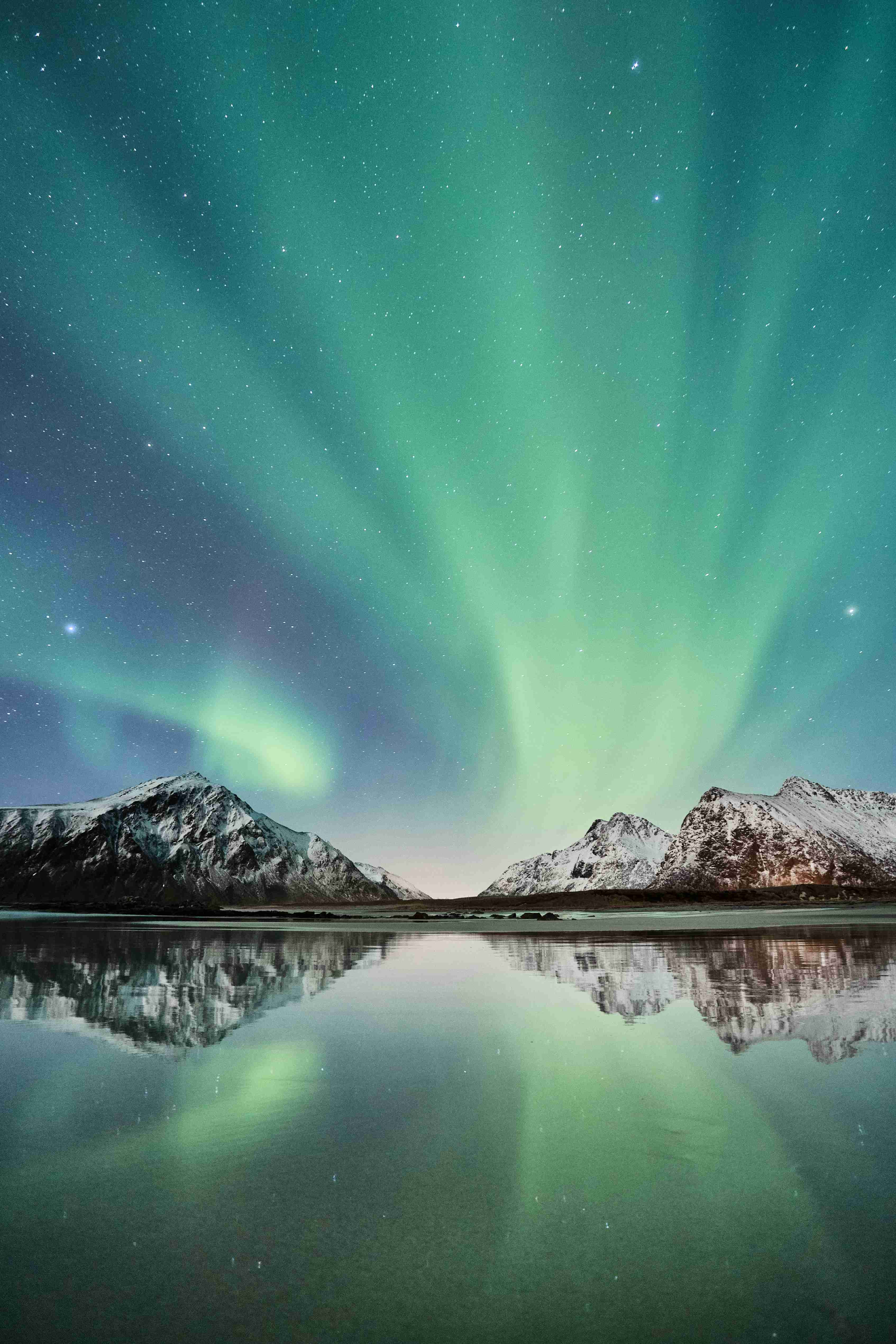Aurora Borealis Mirrored on Mountain Lake