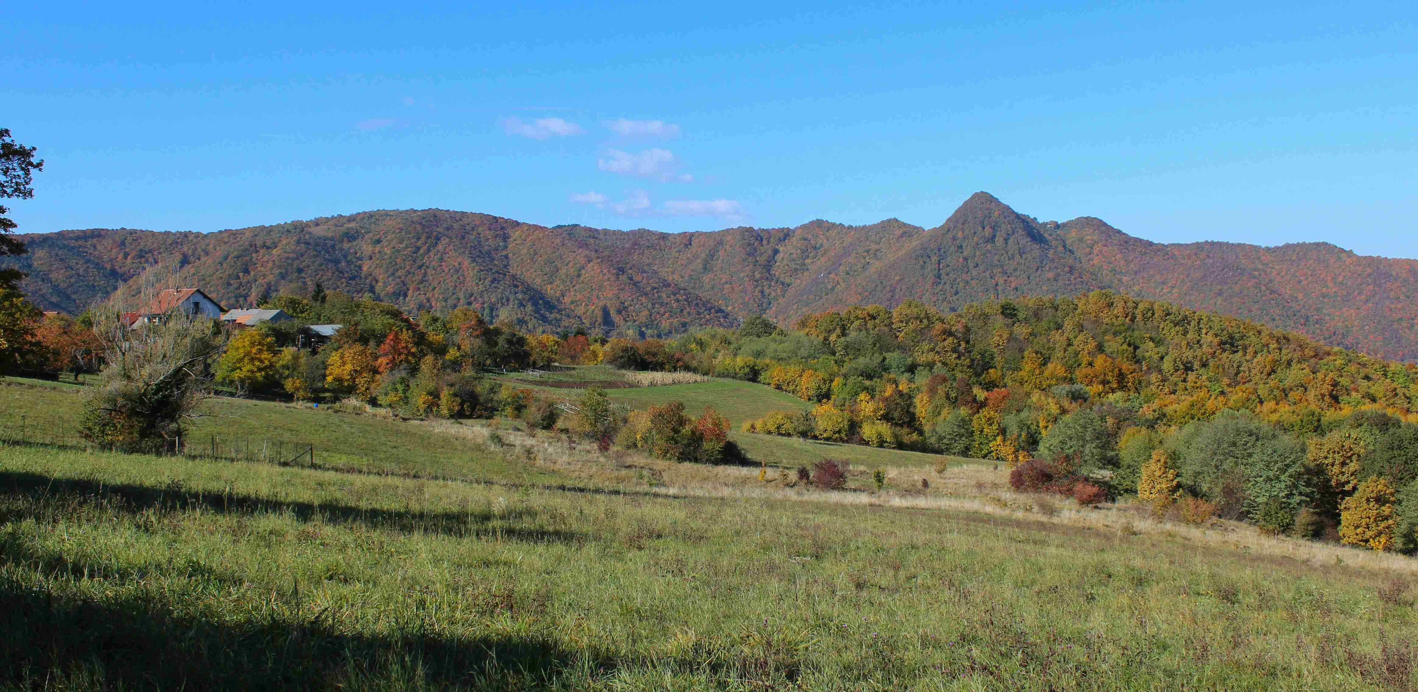 Autumnal Mountain Landscape with Farmhouse