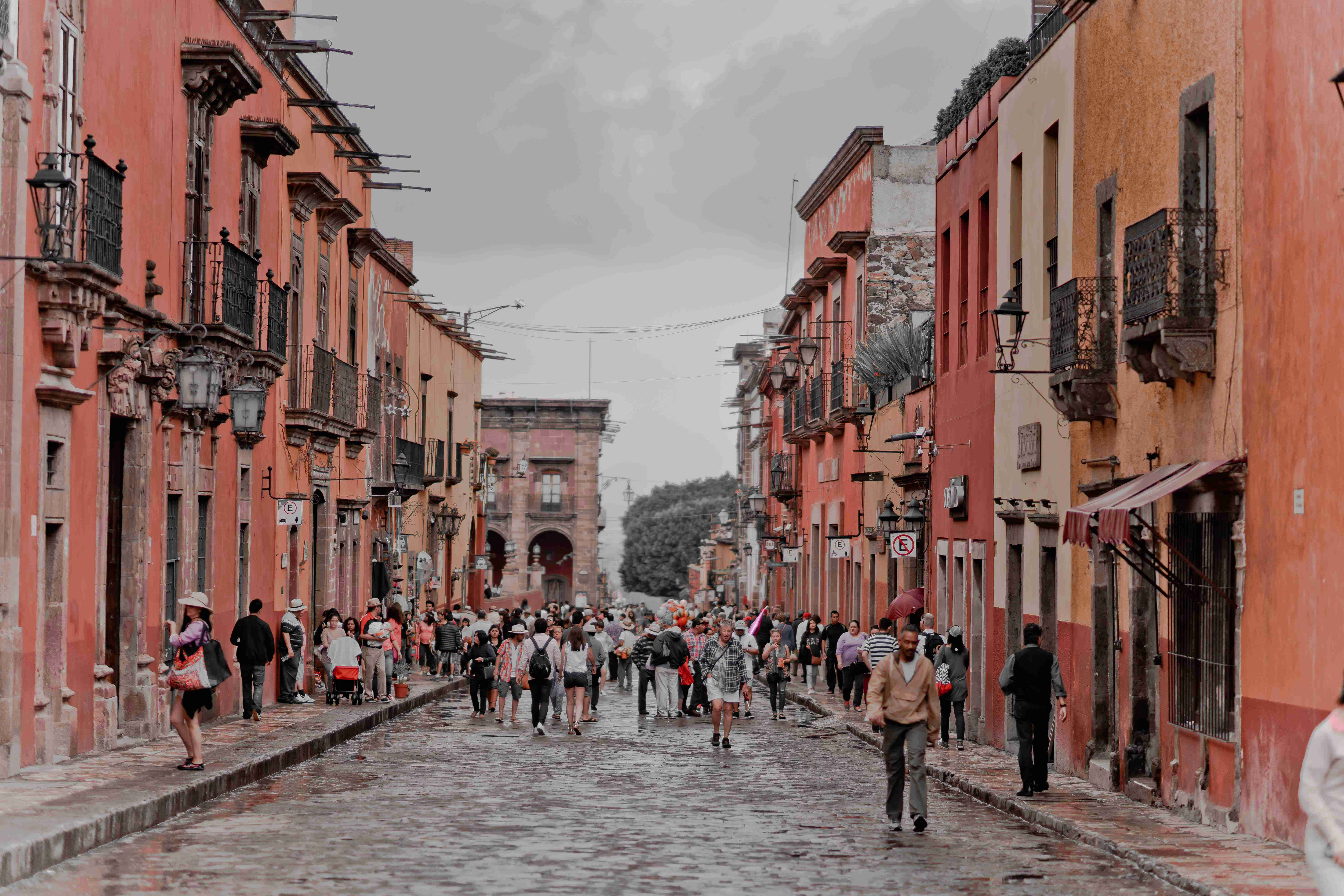 Historic Cobblestone Street with Colored Buildings