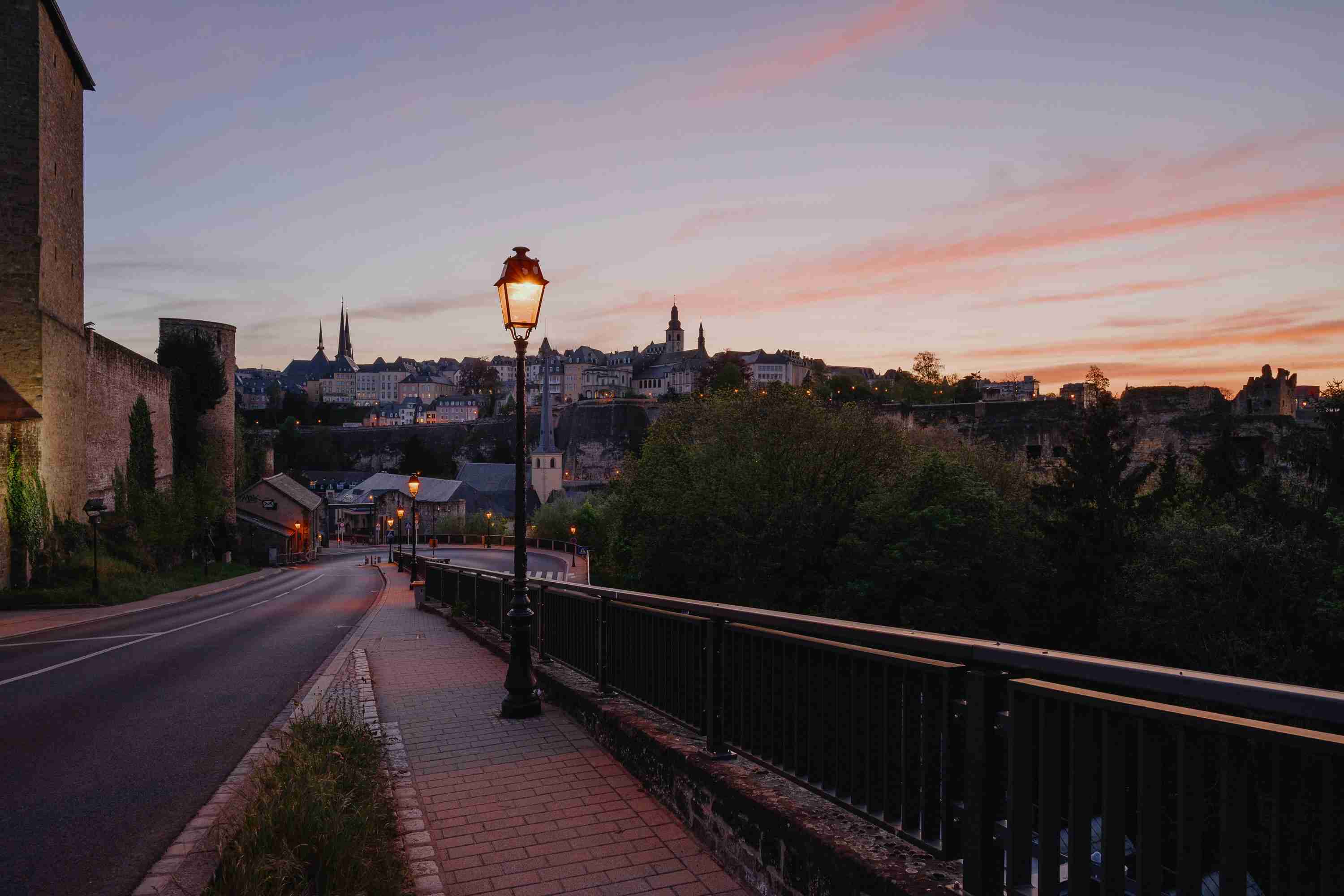 Luxembourg City Sunset Street View