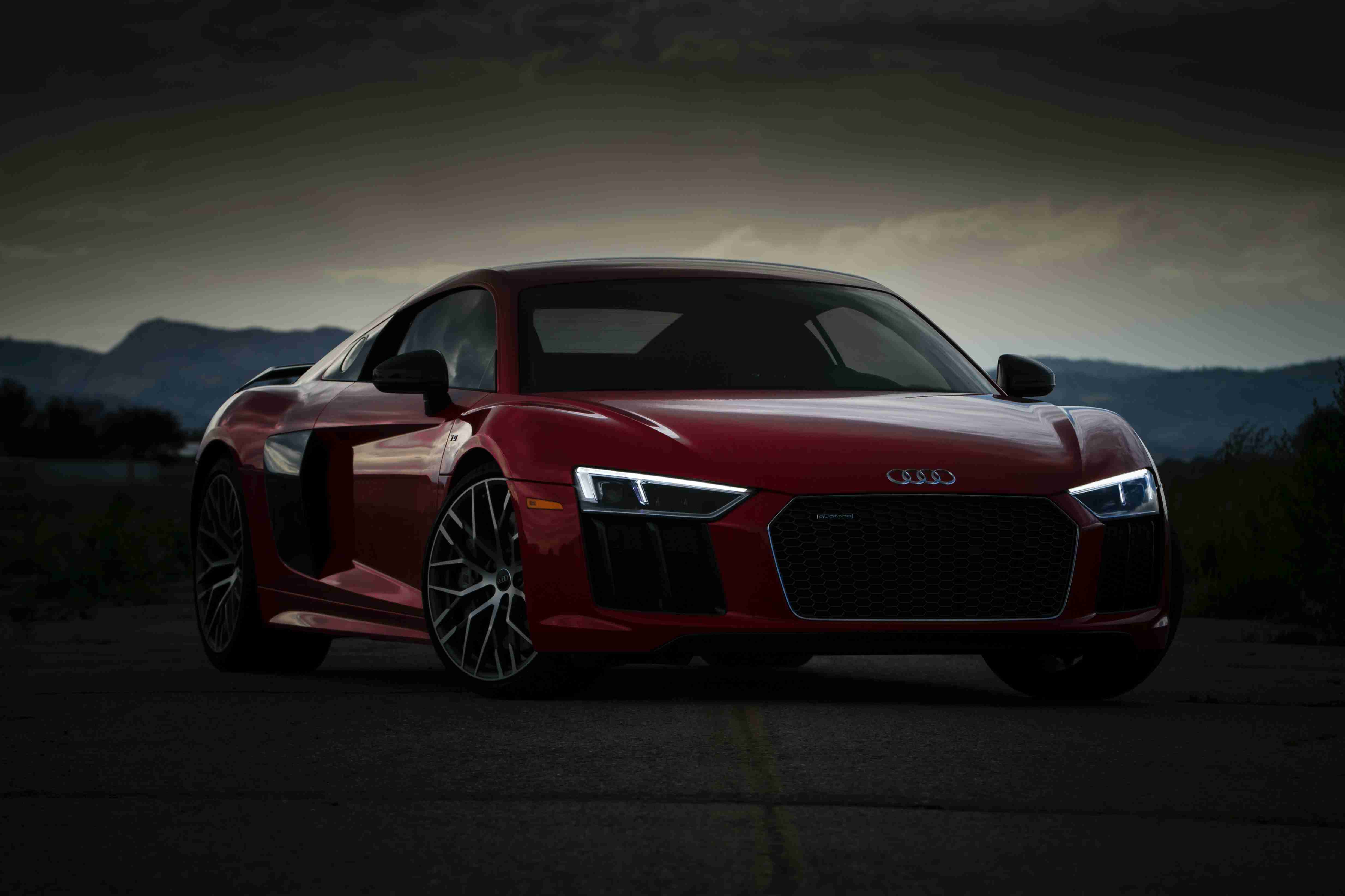 Red Audi R8 Dusk Lighting