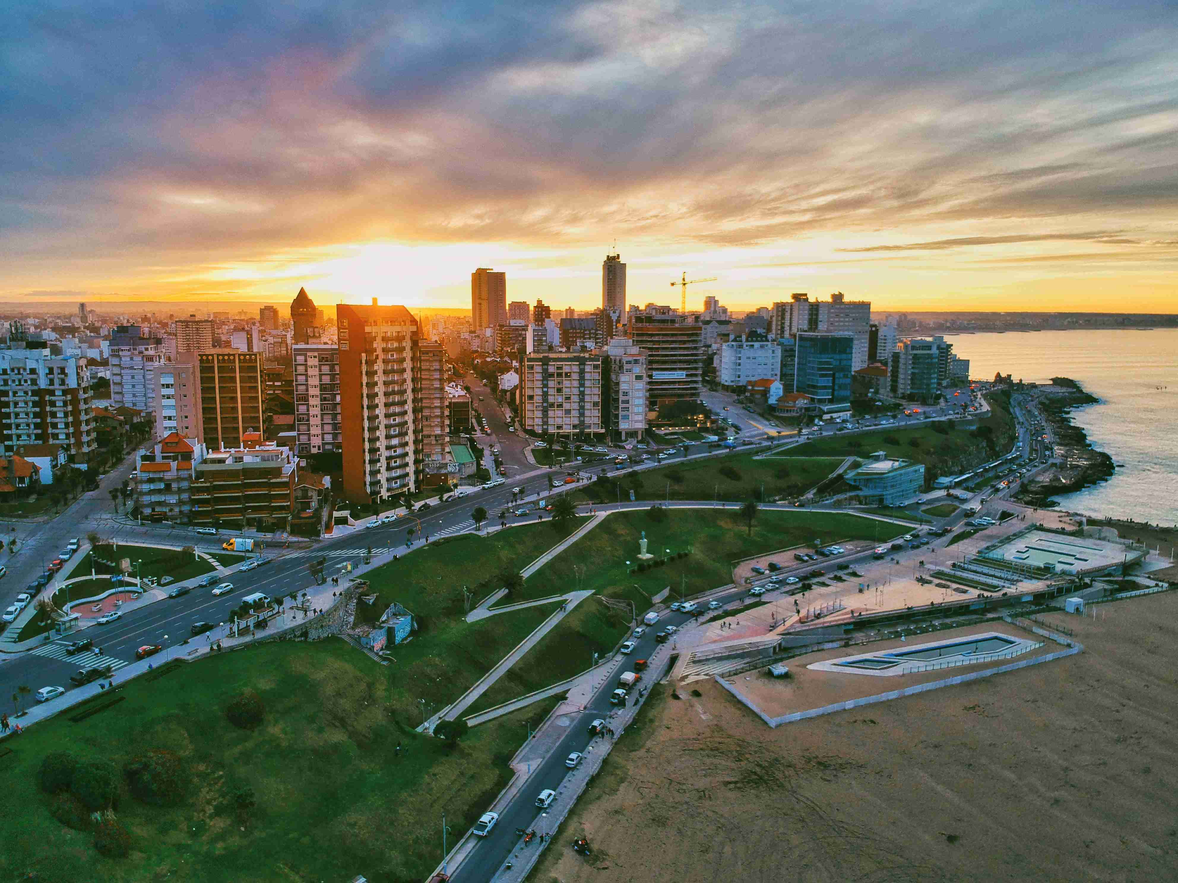 Sunset Over Coastal Cityscape