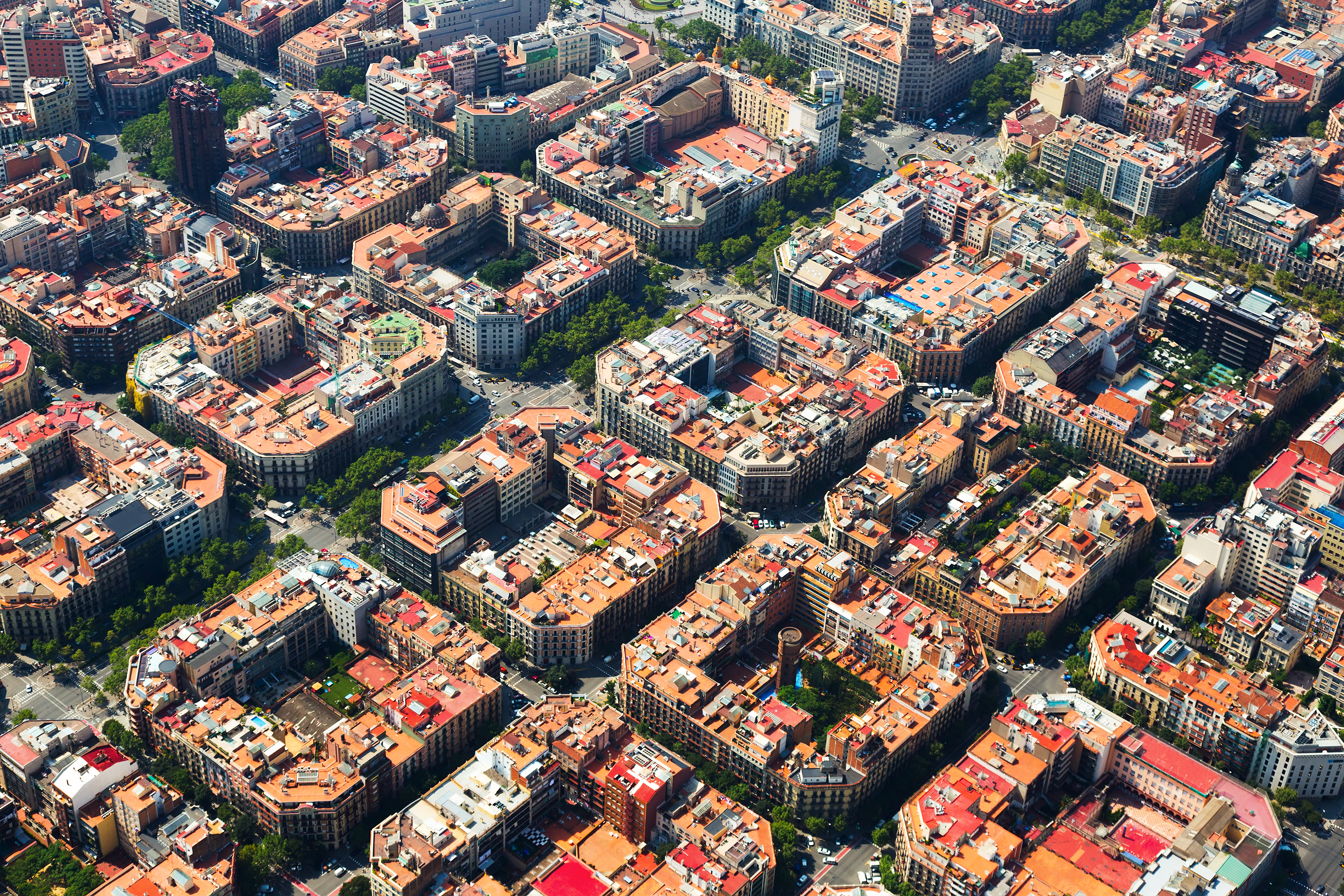 aerial view eixample district barcelona spain