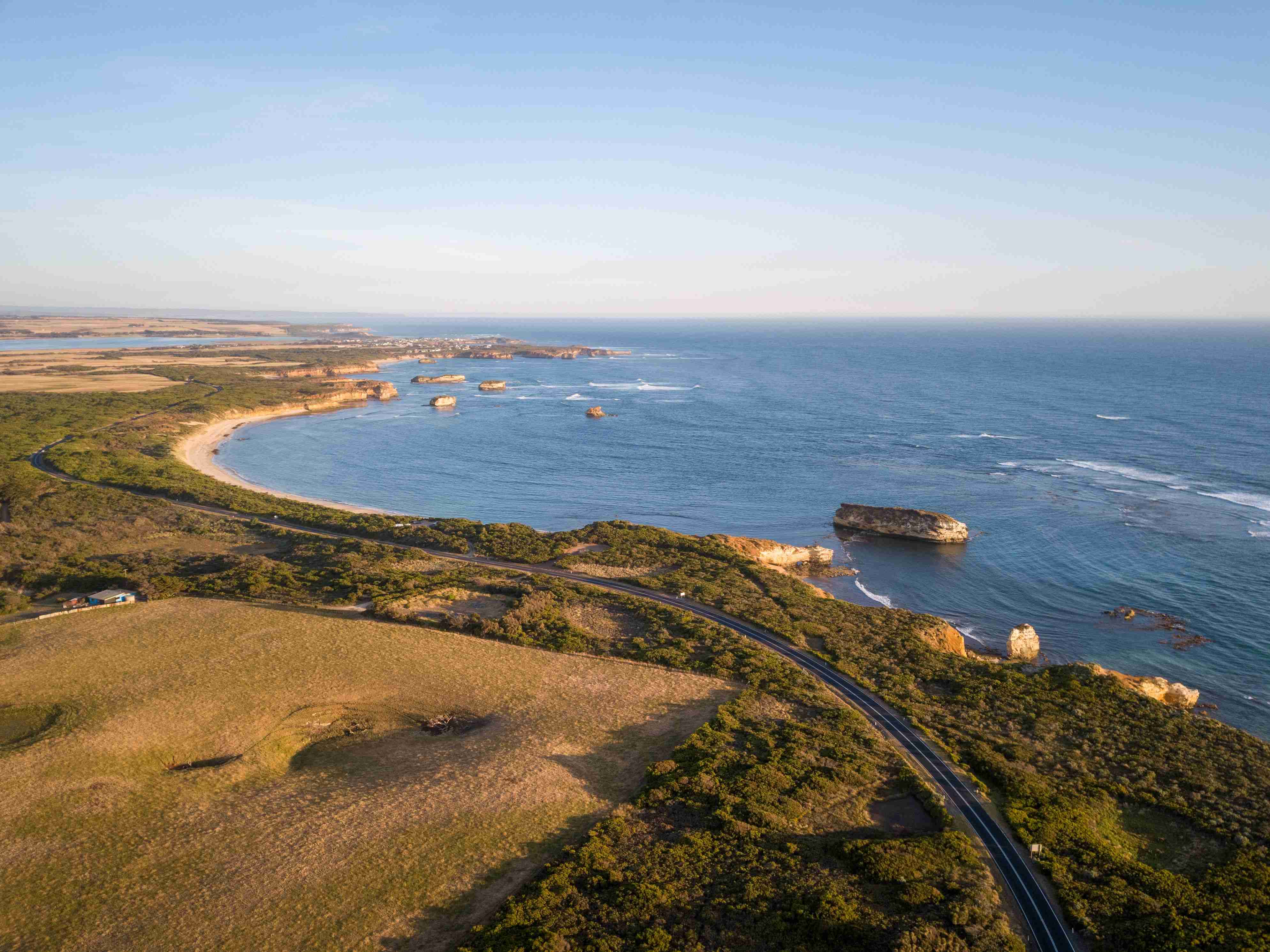 aerial-view-of-the-bay-on-a-sunny-day-on-great-ocean