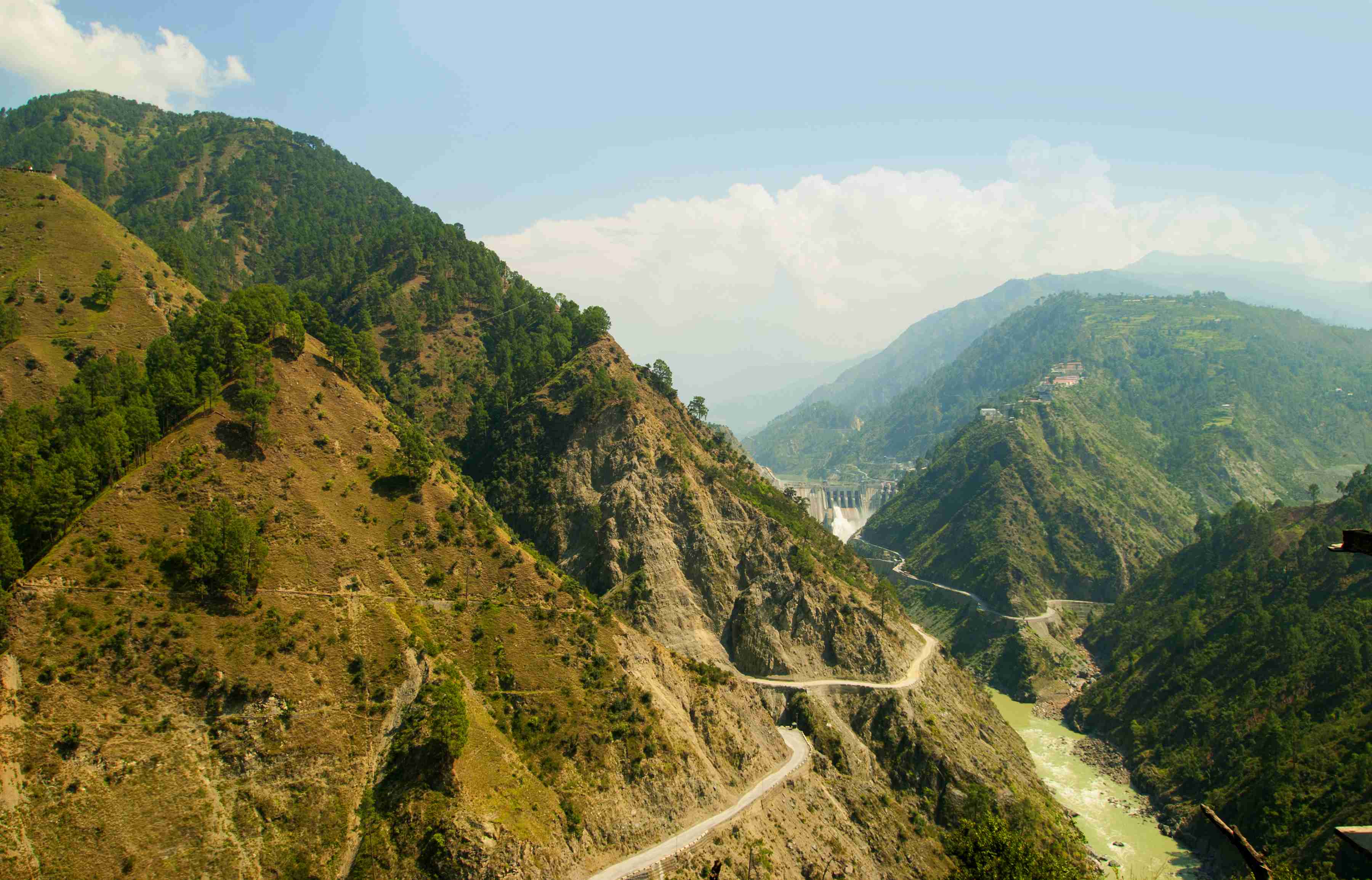 Beautiful mountain landscape and grass field