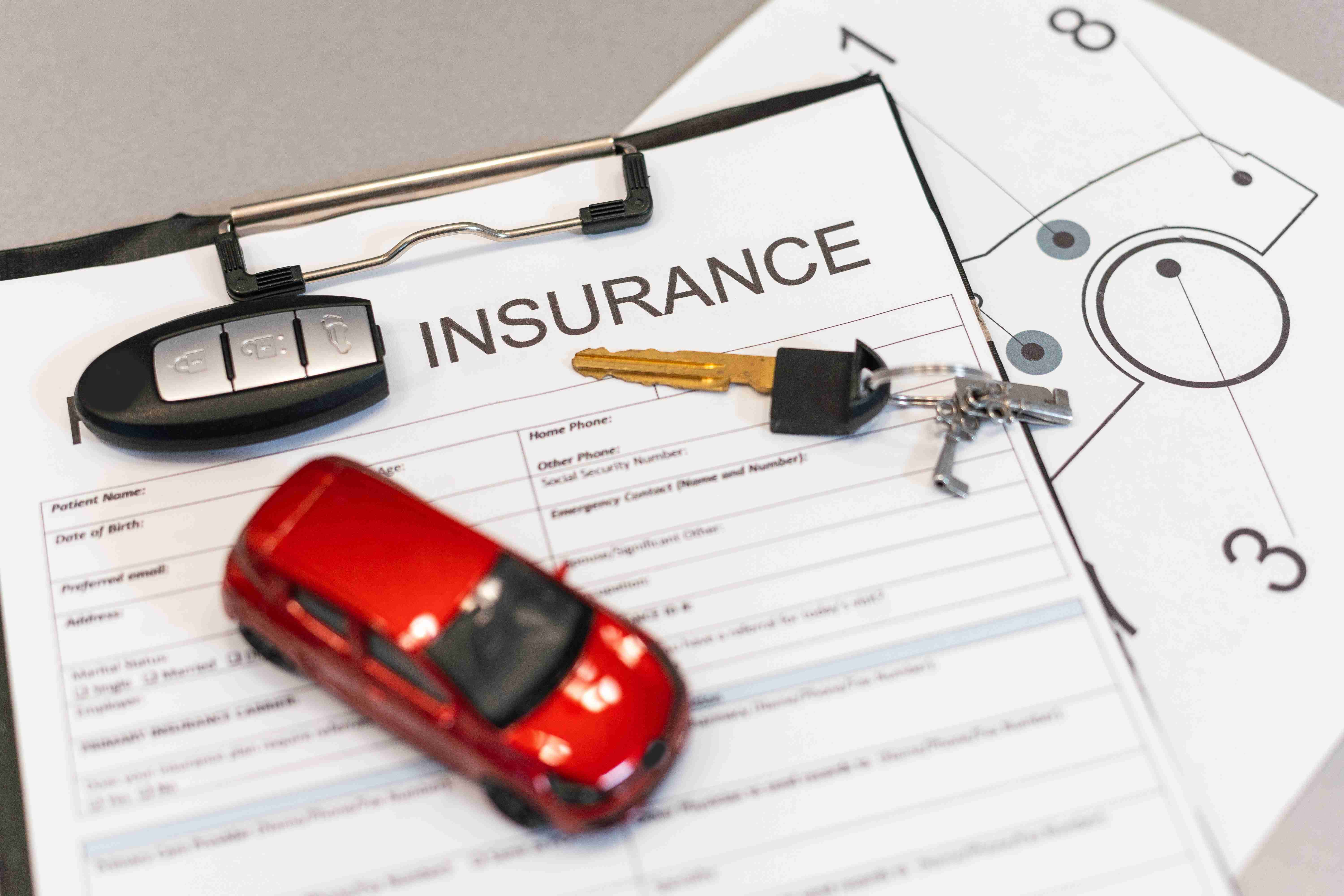 Car insurance form with model and policy document