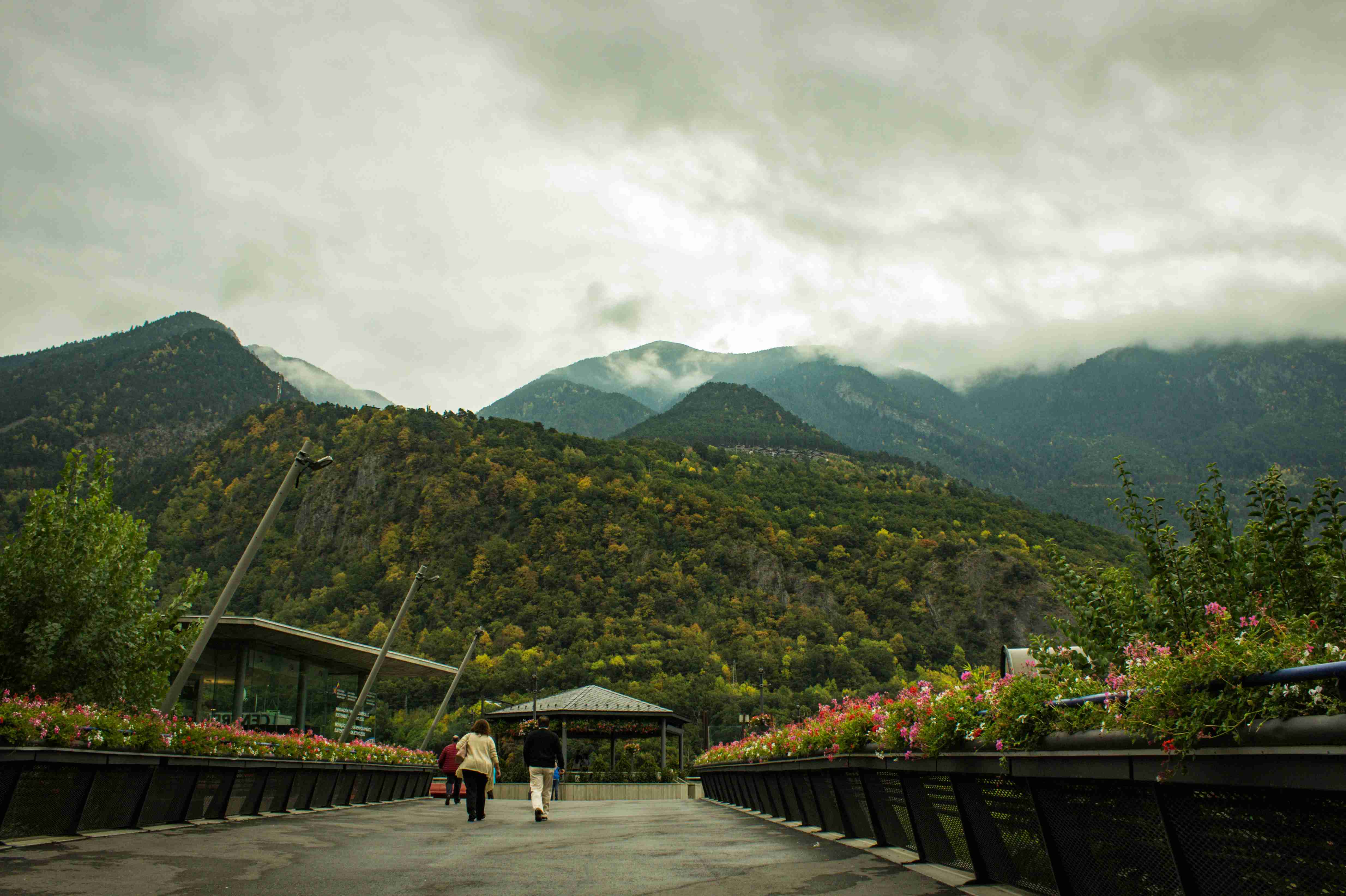 people-walking-on-wooden-bridge-near-green-mountain-during-daytime