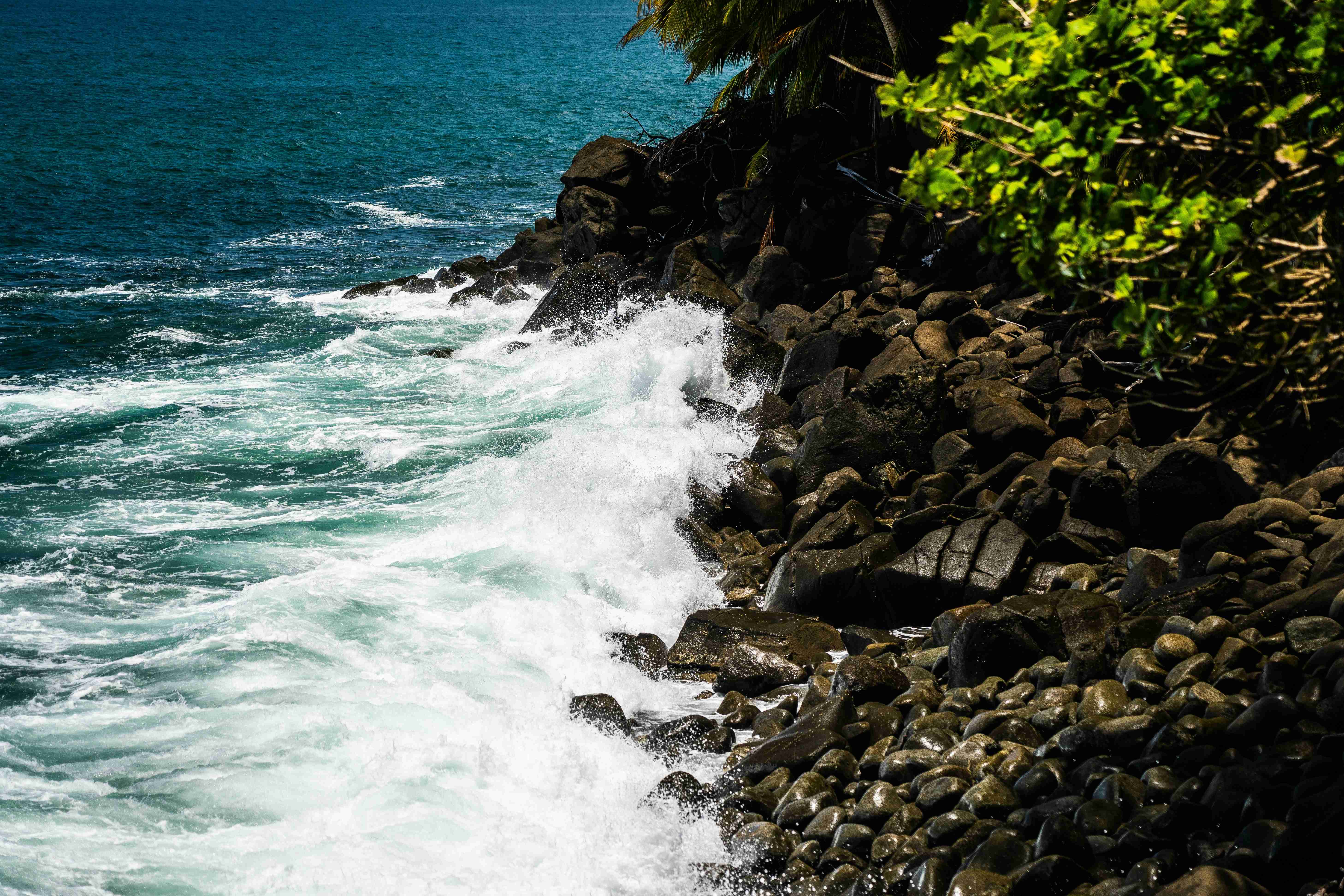 brown rocks near body of water during daytime