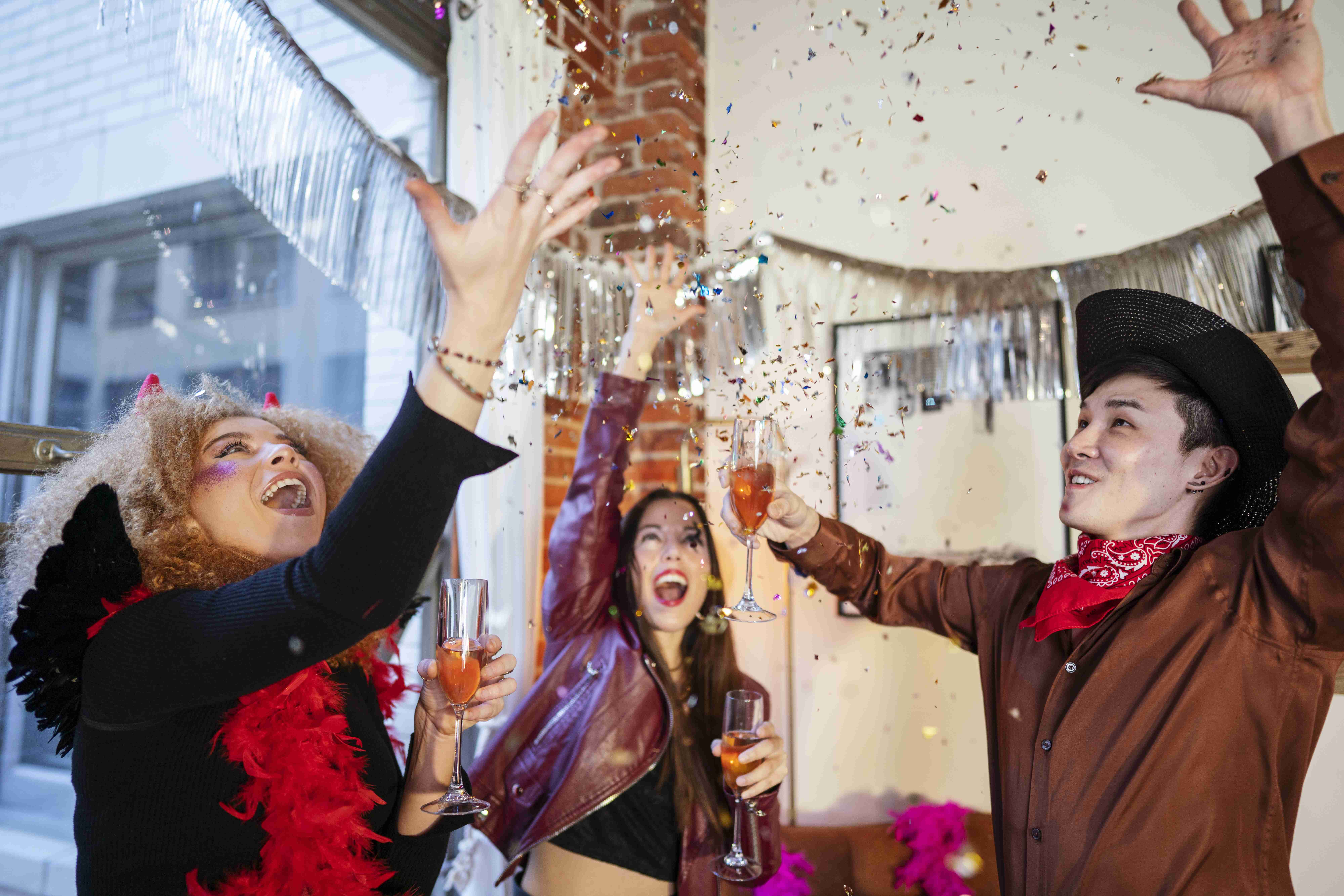 friends having fun party medium shot