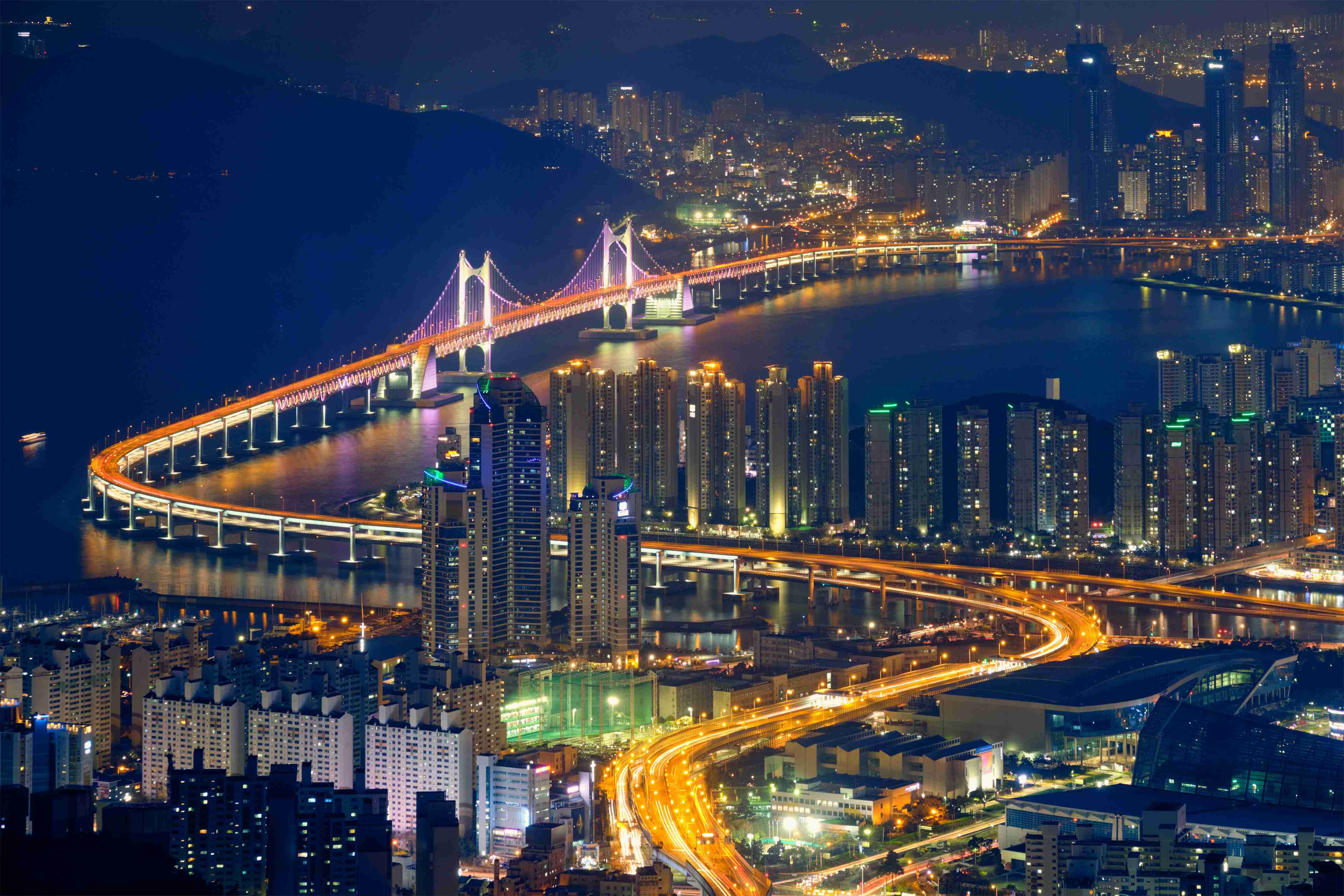 busan cityscape with skyscrapers and gwangan bridge