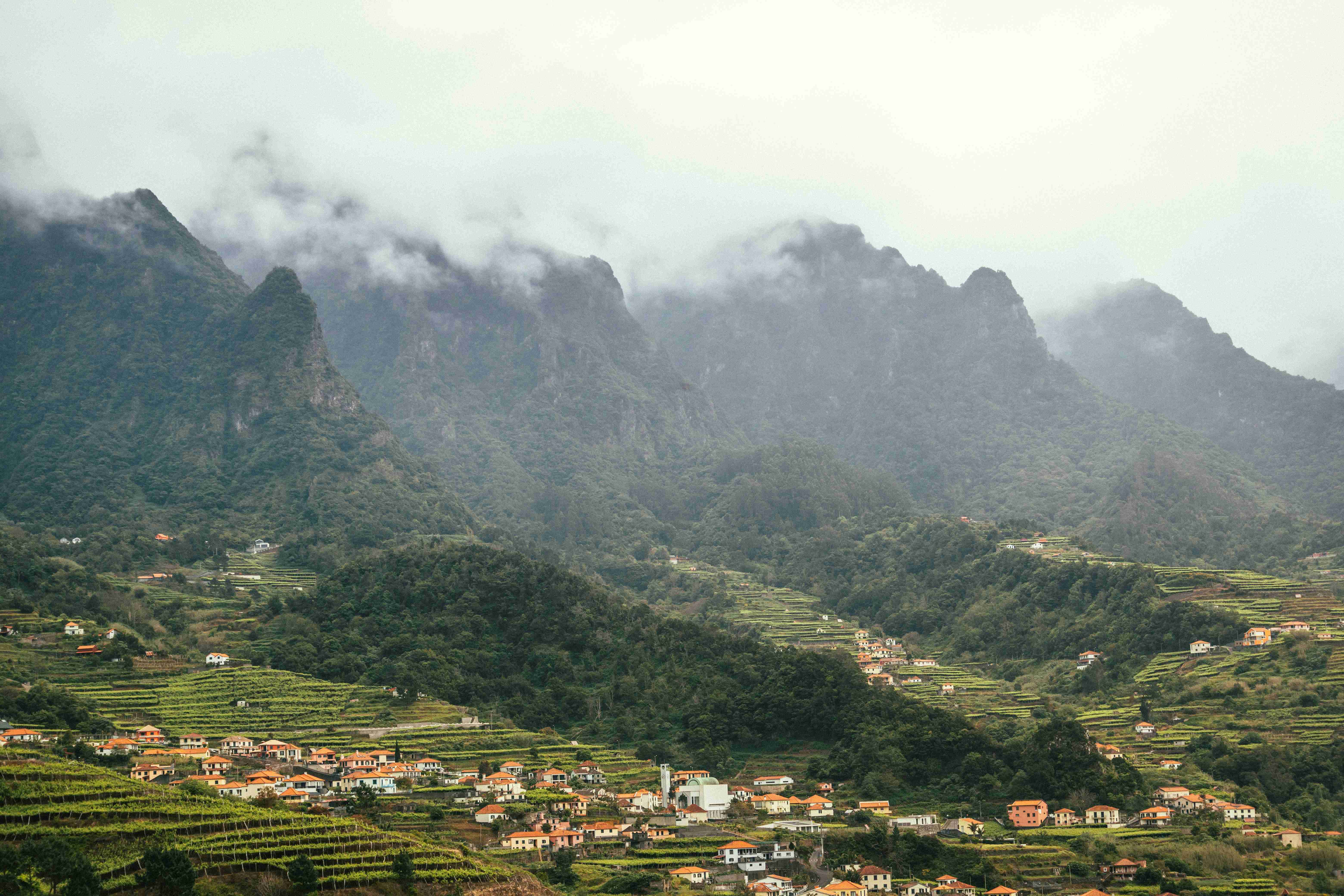 a village nestled in a valley