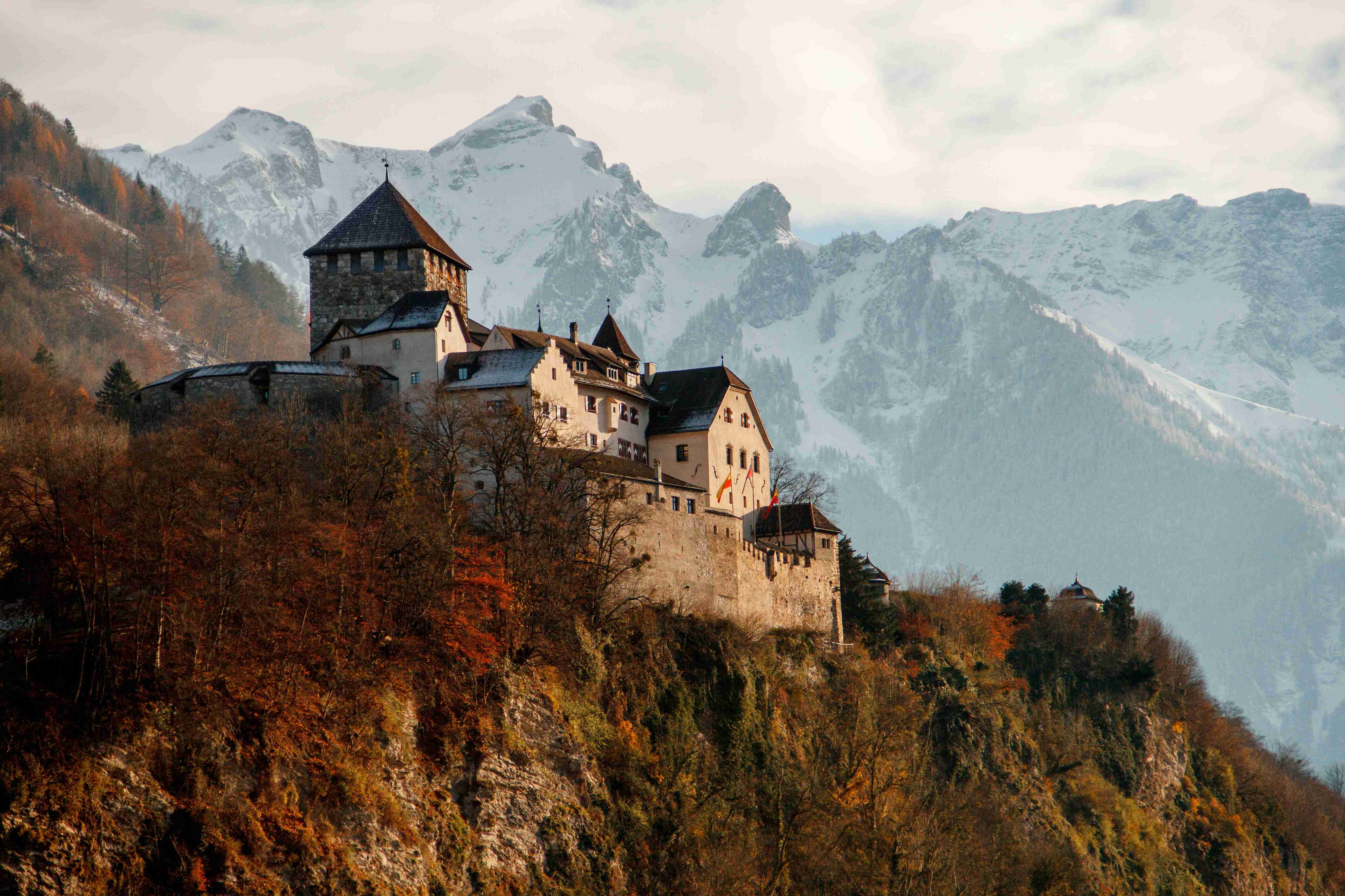 castle-on-mountain-surrounded-by-trees