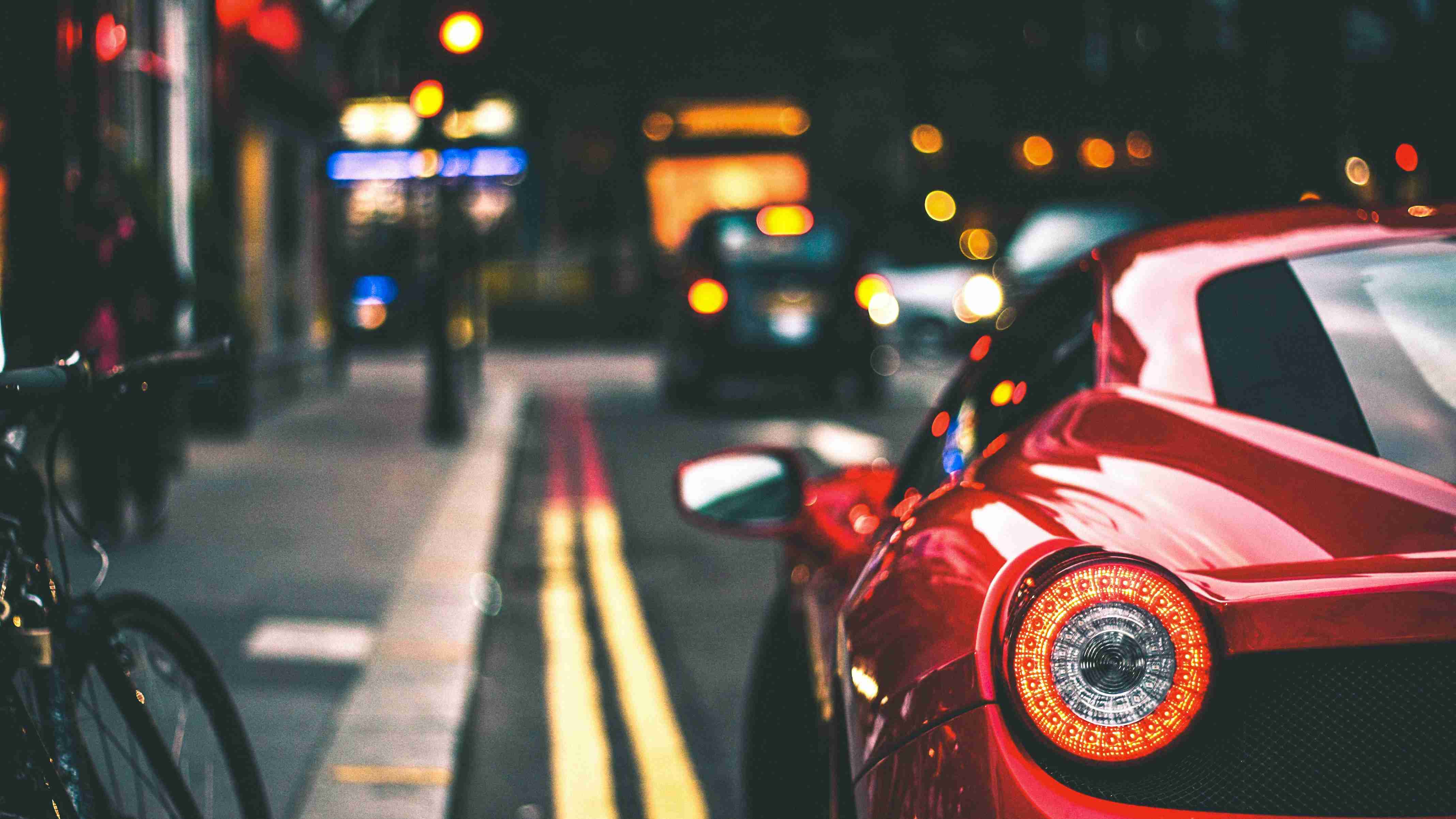 red-car-on-street