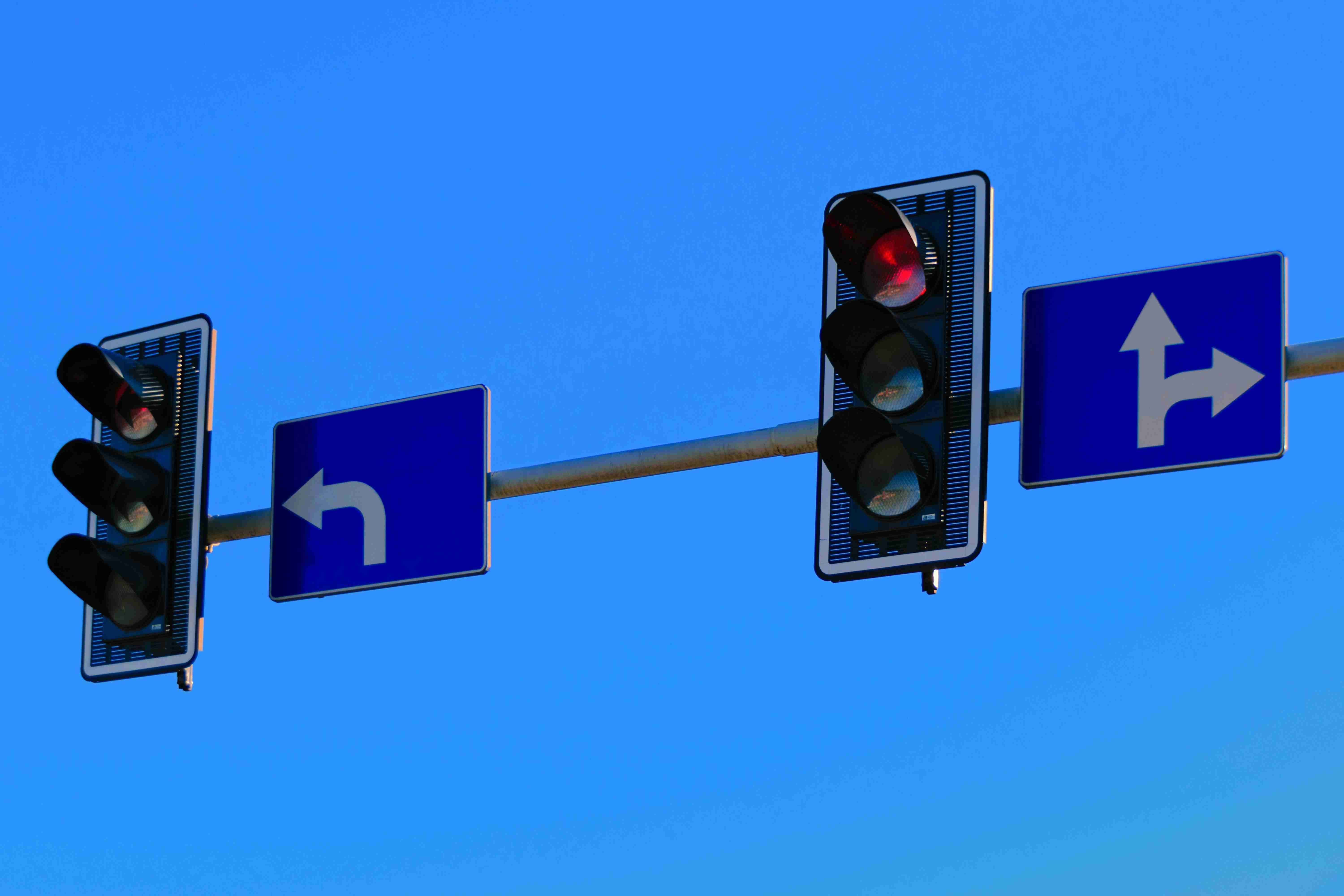 traffic  lights with red light on