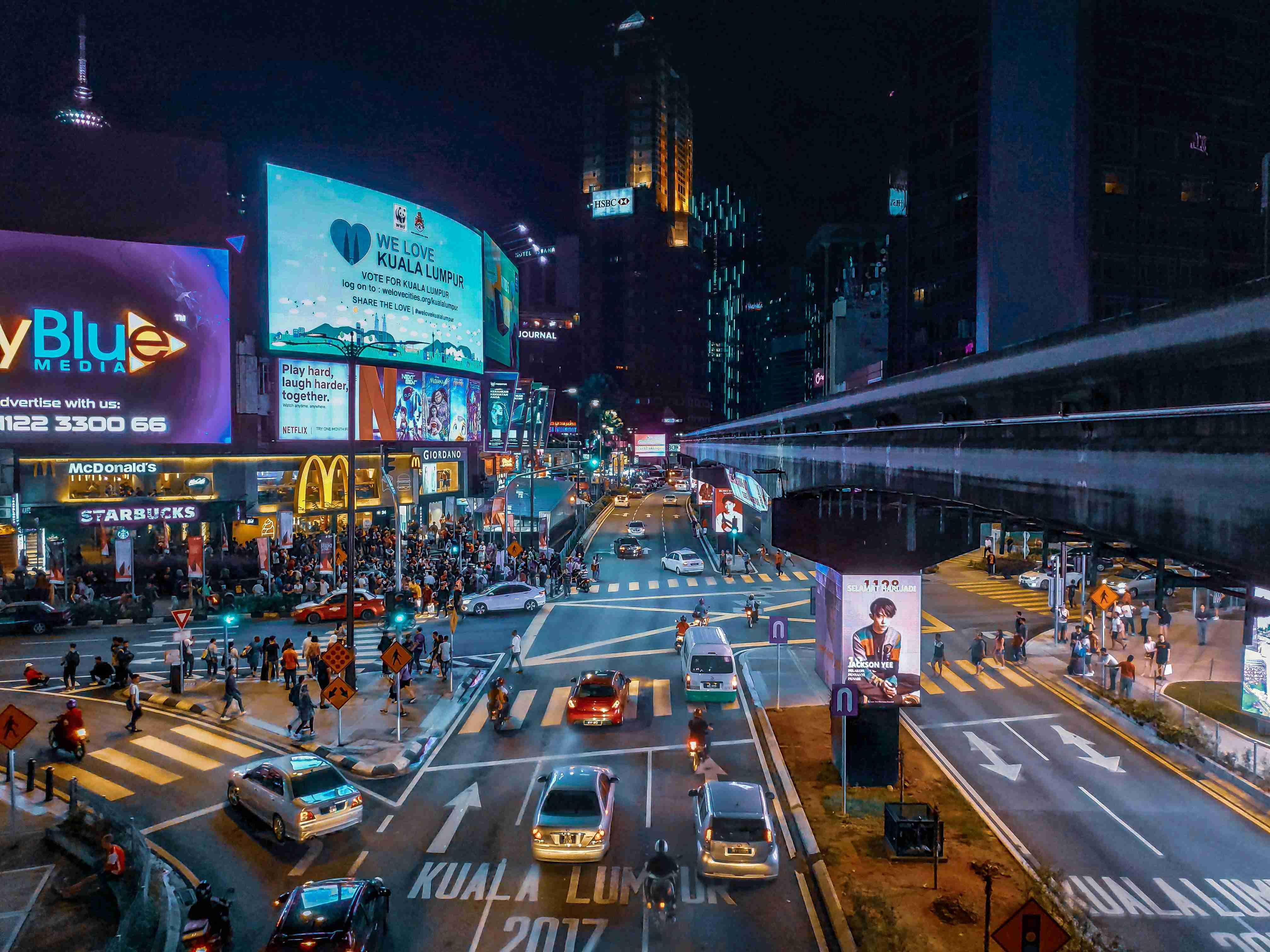 aerial view of people walking on street
