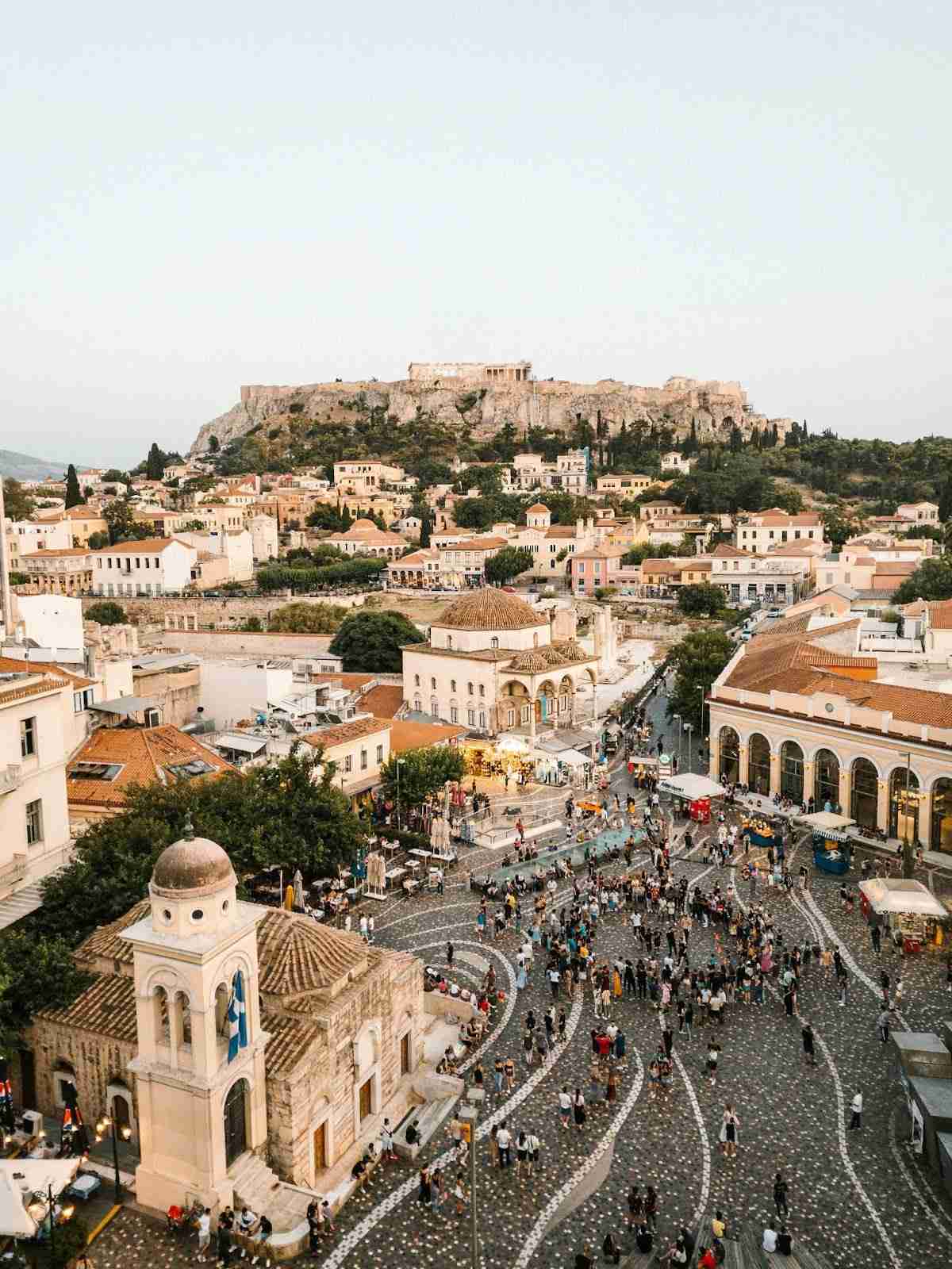 Aerial View of Athens with Acropolis in Background