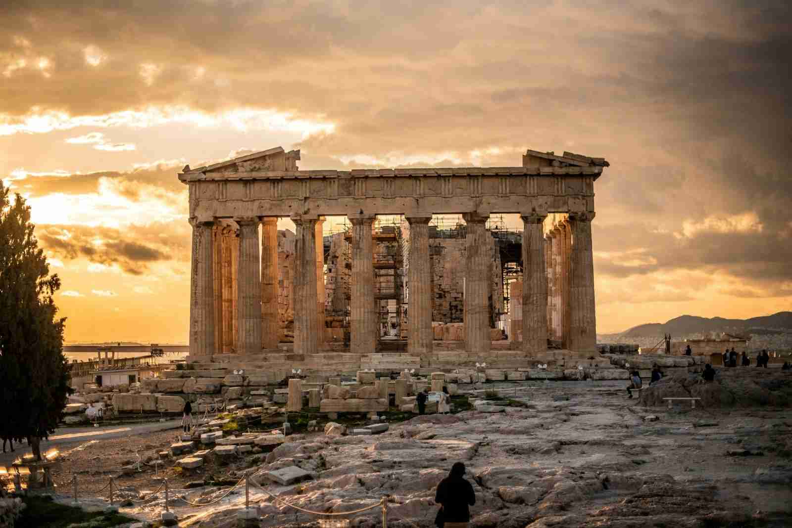 Sunset at the Parthenon in Athens