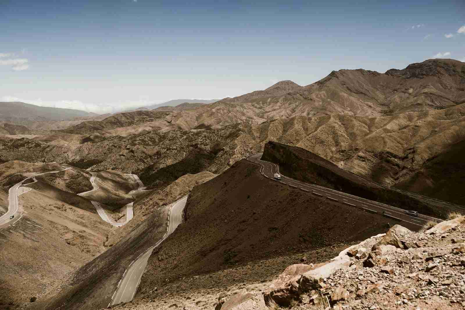 Winding Mountain Road in Desert Landscape