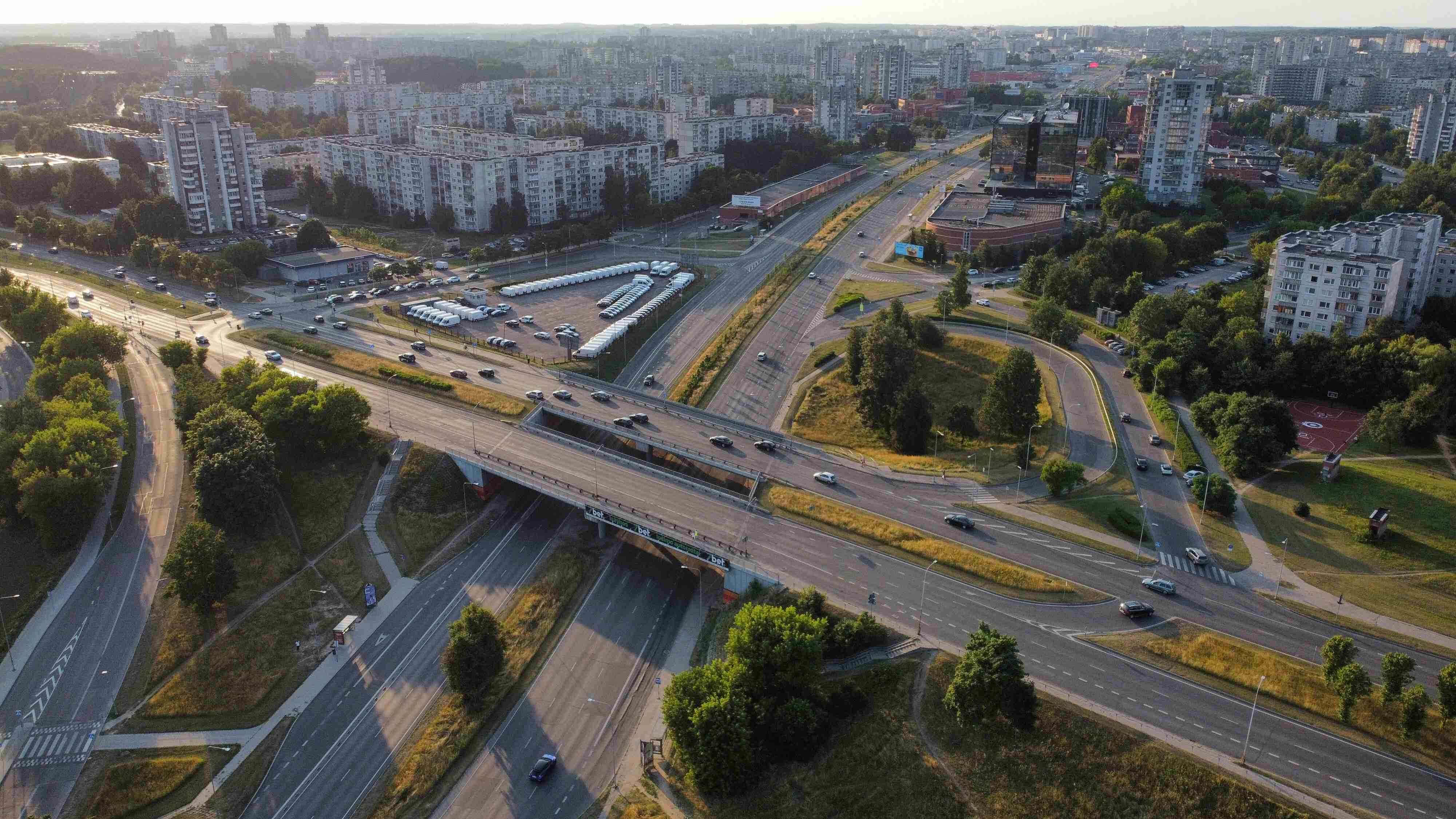 an-aerial-view-of-a-highway-in-a-city
