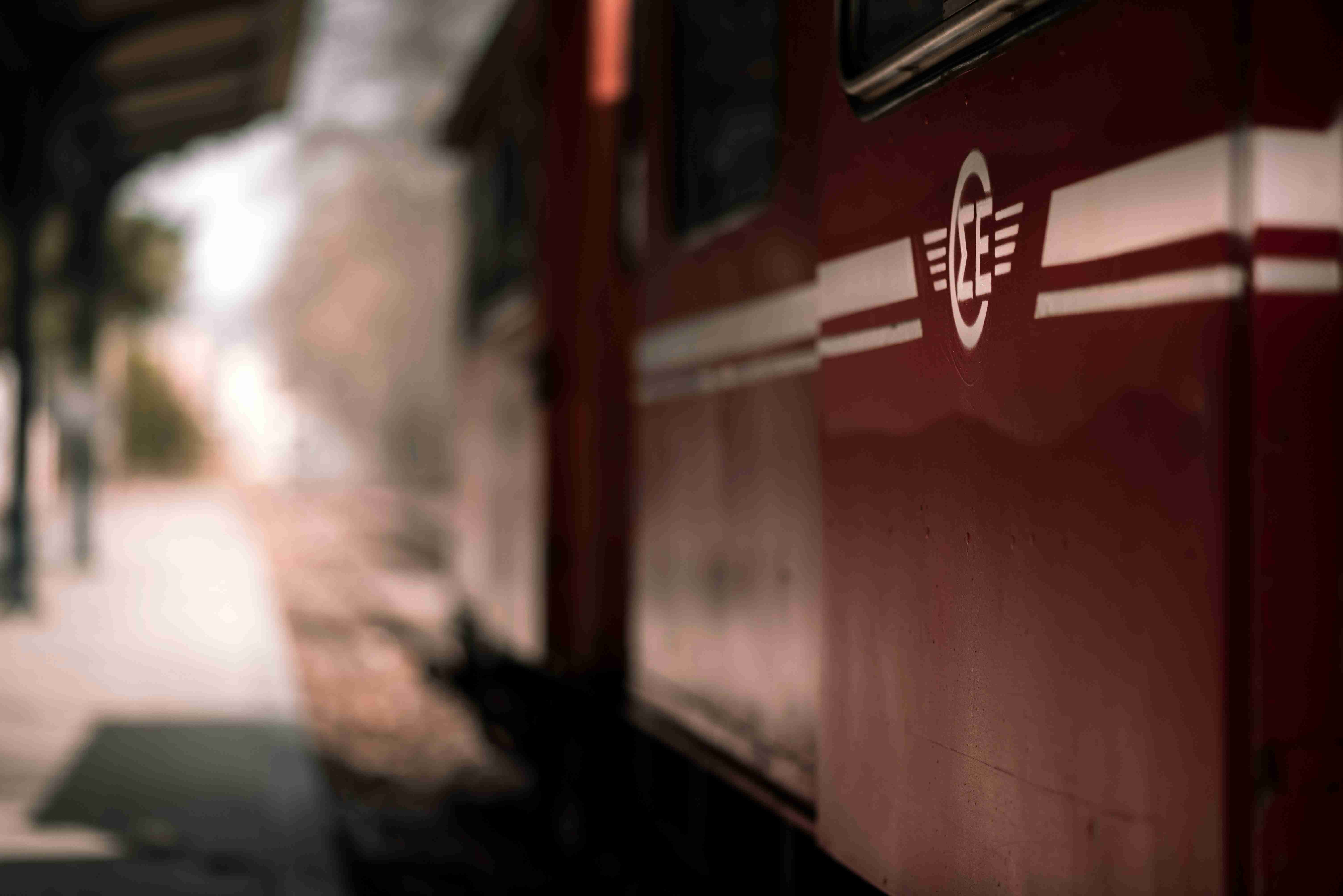 a close up of a train on a train track
